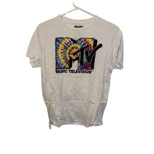 MTV Tie-Dye Logo White Short Sleeve Tee